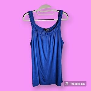 Studio by Liz Claiborne Blue Women's Ruffled Tank Top Size Large